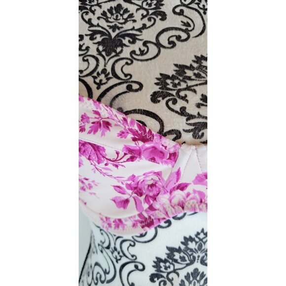 SAME LOS ANGELES BIKINY TOP LARGE WOMENS WHITE/PINk UNDERWIRE FRENCH FLORAL SWIM - Picture 6 of 8